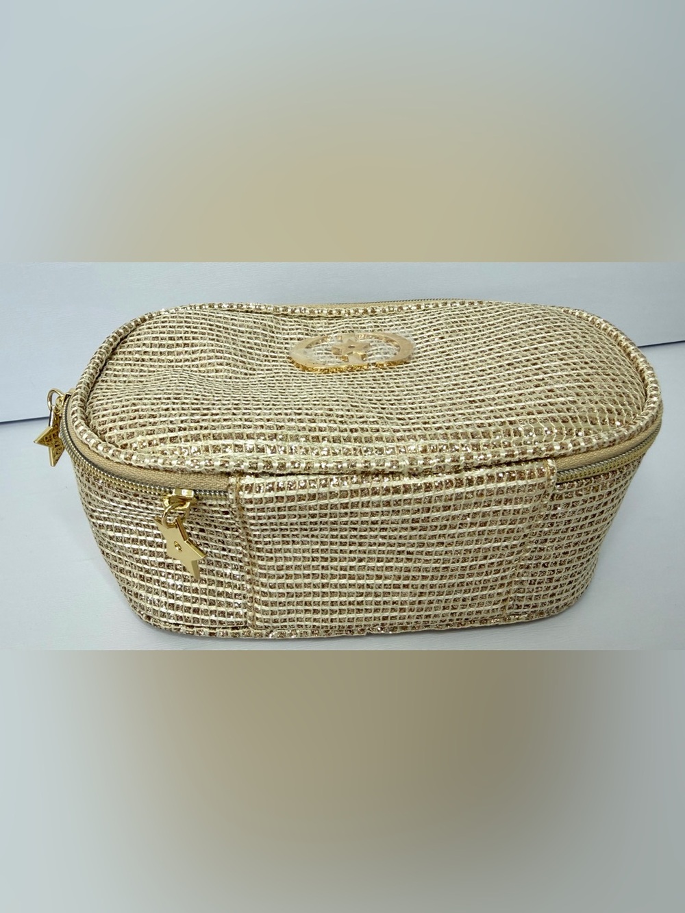 Christian Dior Holiday Gold Cosmetic Bag Christmas 2025 Stars Zip Case ONLY - Picture 3 of 7